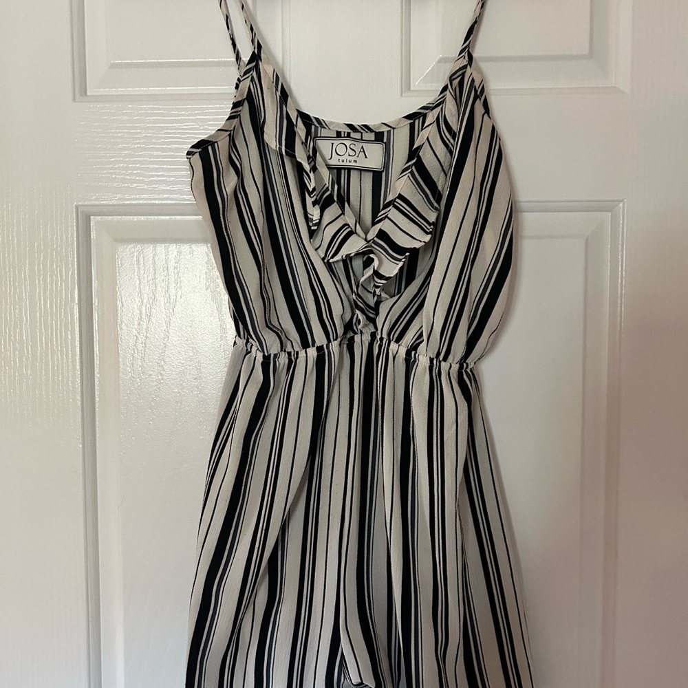 Black and White Striped Romper